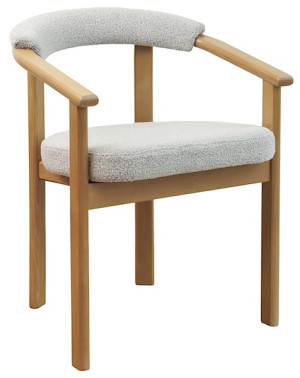 Krzesło drewniane do jadalni Fingly dąb olejowany/jasnoszare boucle Wyprzedaż