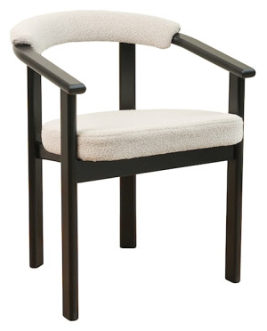 Krzesło drewniane do jadalni Fingly czarne/beżowe boucle Wyprzedaż