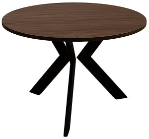 Stolik kawowy Loussly okrągły 67 cm orzech wisconsin z czarnymi nogami Wyprzedaż