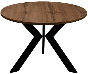 Stolik kawowy Loussly okrągły 75 cm dąb wotan z czarnymi nogami Wyprzedaż