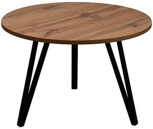 Stolik kawowy Iminglly okrągły 67 cm dąb wotan z czarnymi nogami Wyprzedaż