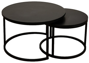 Zestaw dwóch stolików kawowych Complle okrągłe 75 i 58 cm czarne Wyprzedaż