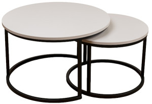 Zestaw dwóch stolików kawowych Complle okrągłe 75 i 58 cm kaszmir/czarne Wyprzedaż