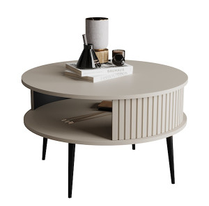 Stolik kawowy Piviano okrągły 76 cm Szary beż Wyprzedaż