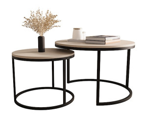 Zestaw dwóch stolików kawowych Sabello okrągłe 70 i 50 cm Kaszmir Wyprzedaż
