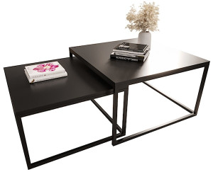 Zestaw dwóch stolików kawowych Sabello kwadratowe 70 cm i 60 cm Czarny mat Wyprzedaż