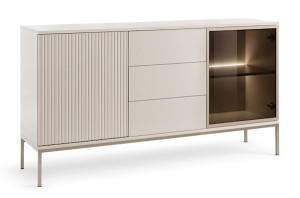 Komoda Tosena dwudrzwiowa z szufladami i oświetleniem LED 154 cm Kaszmir Wyprzedaż