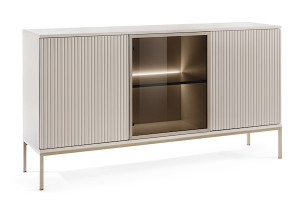 Komoda Tosena trzydrzwiowa z oświetleniem LED 154 cm Kaszmir Wyprzedaż