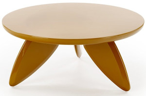 Stolik kawowy Soraya okrągły 80 cm musztardowy lakierowany Wyprzedaż