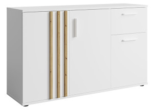 Komoda trzydrzwiowa Tollino z szufladą 120 cm Biała/Dąb artisan lamele Wyprzedaż