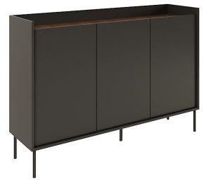 Komoda trzydrzwiowa Tovi 140 cm czarny/orzech wisconsin Wyprzedaż