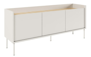 Szafka RTV Tovi trzydrzwiowa 140 cm biała/dąb lindberg Wyprzedaż
