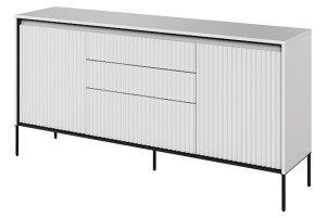 Komoda dwudrzwiowa Trend 166 cm z trzema szufladami z LED Biała Wyprzedaż