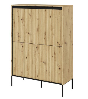 Komoda czterodrzwiowa Trend wysoka 98 cm z LED Dąb artisan