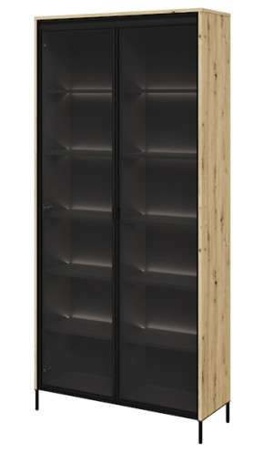 Witryna dwudrzwiowa Trend 92 cm z LED Dąb artisan
