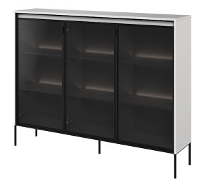 Witryna trzydrzwiowa Trend 150 cm z LED Biała