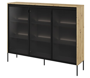 Witryna trzydrzwiowa Trend 150 cm z LED Dąb artisan