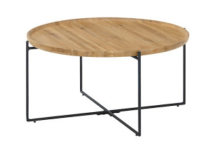 Stolik kawowy Treviso okrągły blat 80 cm drewno dębowe olejowane Wyprzedaż