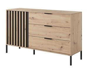 Komoda Tukoma jednodrzwiowa z szufladami 138 cm Dąb artisan / Antracyt Wyprzedaż