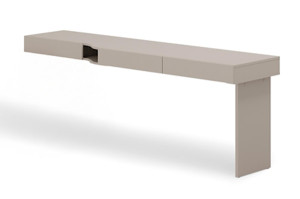 Biurko młodzieżowe prawe Woow z trzema szufladami i wnęką 210 cm szampański/clay grey Wyprzedaż