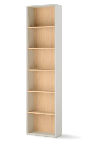 Regał młodzieżowy wąski Woow z sześcioma półkami i oświetleniem 55 cm szampański/dąb vincenza bielona