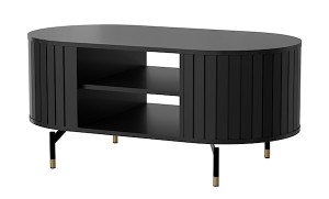 Stolik kawowy Zante z ryflami i półką 104x56 cm czarny