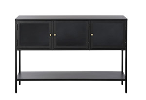 Konsola metalowa Zeins trzydrzwiowa czarna Wyprzedaż