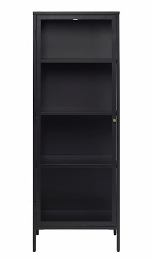 Wysoka witryna metalowa Zeins pojedyncza 160 cm czarna