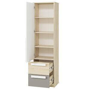 Regał otwarty z dwiema szufladami Madarro szary platyna HOMEBOOK