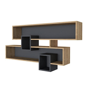 Zestaw dwóch półek na ścianę Kariet 120 cm antracyt HOMEBOOK