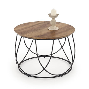 Stolik kawowy Joeo o średnicy 60 cm orzech - czarna podstawa HOMEBOOK