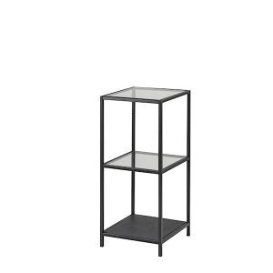 Regał Krapina 82,5 cm czarny ze szklanymi półkami HOMEBOOK