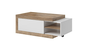 Ława kawowa Ludhiana 120-153 cm biała/dąb Samdal rozkładana HOMEBOOK