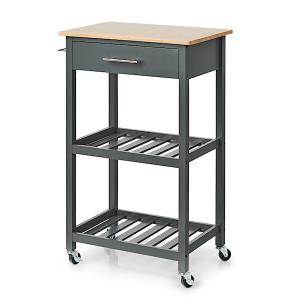 Wózek kuchenny Skanie z bambusowym blatem szary HOMEBOOK