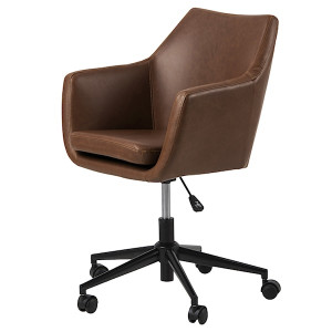 Fotel biurowy z regulacją wysokości Marcelio brązowa ekoskóra HOMEBOOK