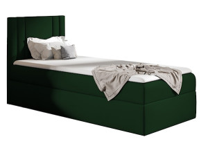 Łóżko kontynentalne jednosobowe Dulmo Mini 80x200 z pojemnikiem i topperem zielone hydrofobowe HOMEBOOK