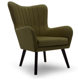 Fotel kubełkowy Lari  oliwkowy velvet HOMEBOOK