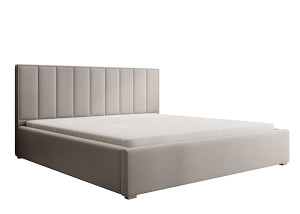 Łóżko tapicerowane 160x200 cm Rinus z pojemnikiem szary beż w tkaninie hydrofobowej HOMEBOOK