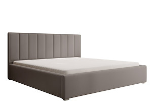 Łóżko tapicerowane 160x200 cm Rinus z pojemnikiem beżowe w tkaninie hydrofobowej HOMEBOOK