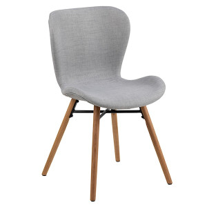 Krzesło tapicerowane Glena jasnoszara tkanina na dębowych nóżkach HOMEBOOK