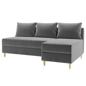 Narożnik rozkładany z funkcją spania Suspla L-kształtny z pojemnikiem uniwersalny szary HOMEBOOK