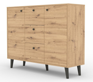 Komoda dwudrzwiowa Tallanzi 120 cm dąb artisan z czarnymi nóżkami Wyprzedaż