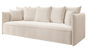 Kanapa z funkcją spania trzyosobowa Calabrio z pojemnikiem boucle kremowa HOMEBOOK kanapa z funkcją spania
