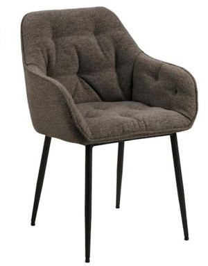 Krzesło tapicerowane Agamos z podłokietnikami w tkaninie boucle taupe Wyprzedaż