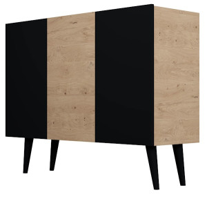 Komoda trzydrzwiowa Damally 120 cm dąb artisan/czarna z czarnymi nogami HOMEBOOK