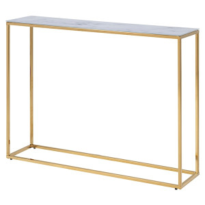 Konsola do przedpokoju Alisma biały marmur-złota HOMEBOOK