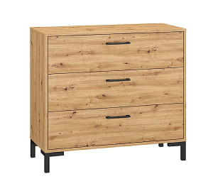 Komoda z trzema szufladami Ballarti 92 cm Dąb artisan HOMEBOOK