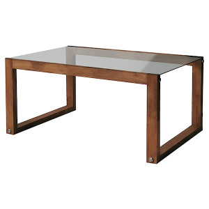 Stolik kawowy Vionn 55x85 cm szklany na drewnianych nogach HOMEBOOK