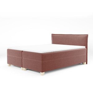 Łóżko kontynentalne 160x200 cm Froncle z pojemnikami i topperem różowe HOMEBOOK
