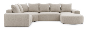 Narożnik modułowy Castellina U-kształtny z oparciem po lewej stronie ciemnobeżowy w tkaninie boucle Wyprzedaż